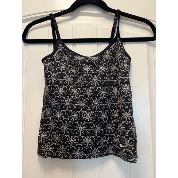 Nike Women’s Sleeveless Athletic Cami Floral‎ Print Tank Top Size S Black White - Picture 1 of 4